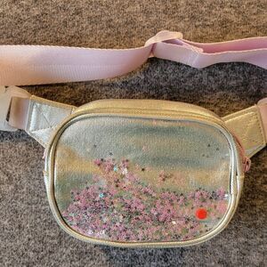 State Mini Crosby Silver and Lilac Purple Sequin Crossbody Fanny Pack Purse